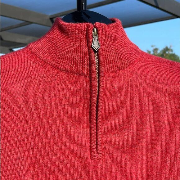 Brook Brothers Extra Fine Italian Merino Wool Red Black Turtleneck Size L - Picture 4 of 9